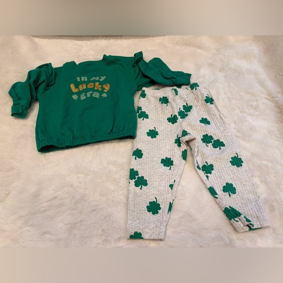 Carter's Other - 🌸5/$50🌸Carter’s Green "Lucky" Sweatshirt and Shamrock Leggings Set